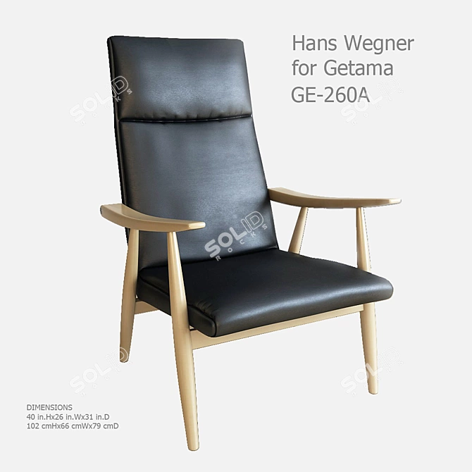 Hans Wegner Getama Armchair: Classic Elegance 3D model image 1