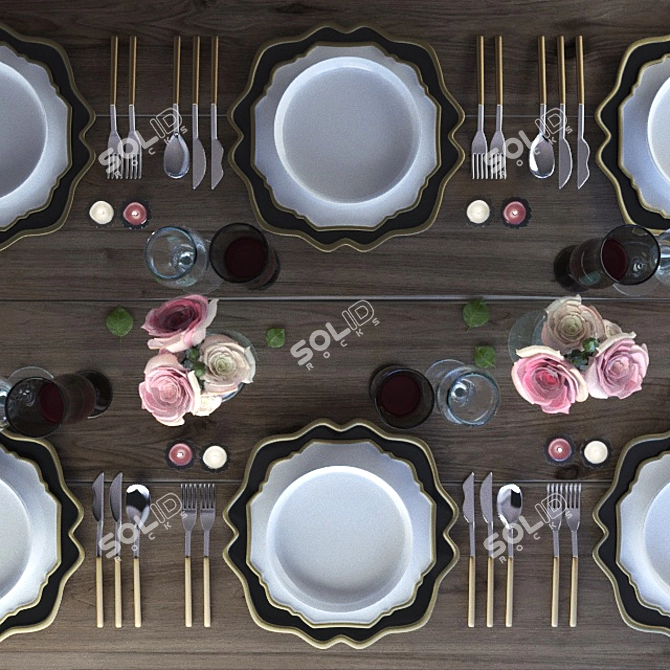 Title: Roses & Serveware 3D model image 1