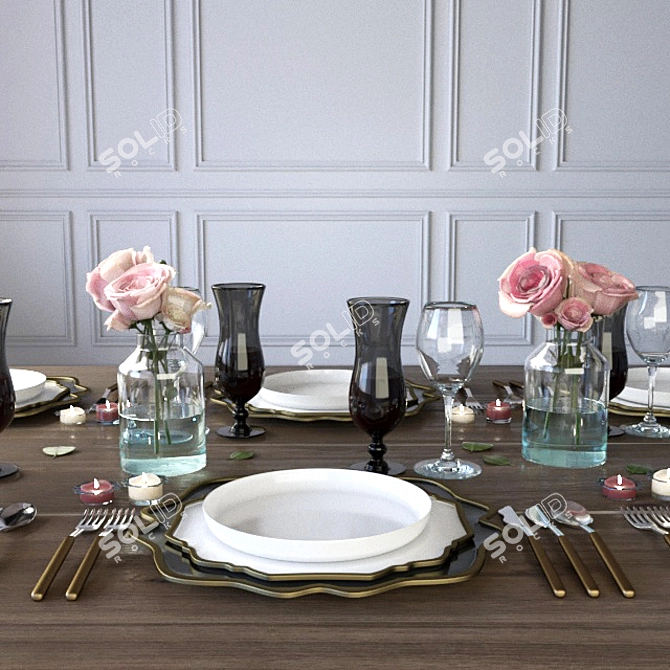 Title: Roses & Serveware 3D model image 2