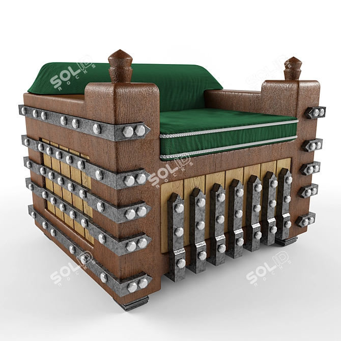 Medieval Style Wooden Chair 3D model image 1