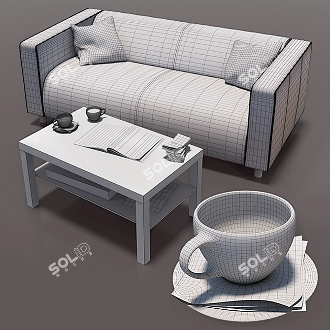 Modern Sofa Composition with Ikea Klippan and Lack Table 3D model image 3