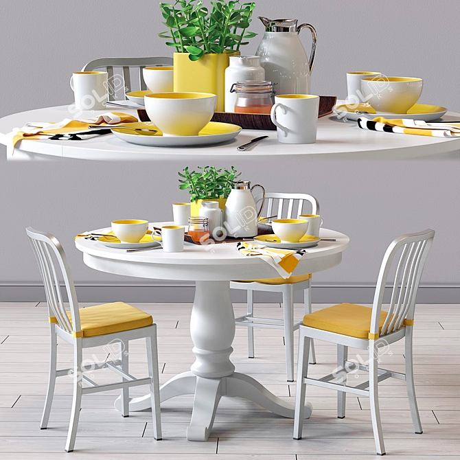 Elegant C&B Delta Dining Set 3D model image 1