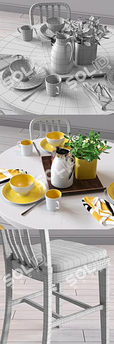 Elegant C&B Delta Dining Set 3D model image 3