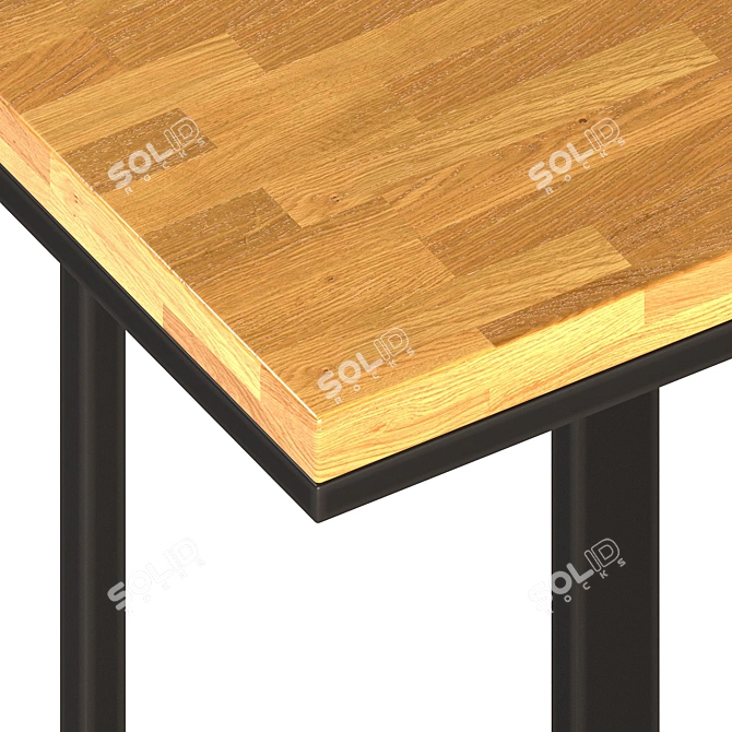  Rustic Oak Loft Stool 3D model image 2