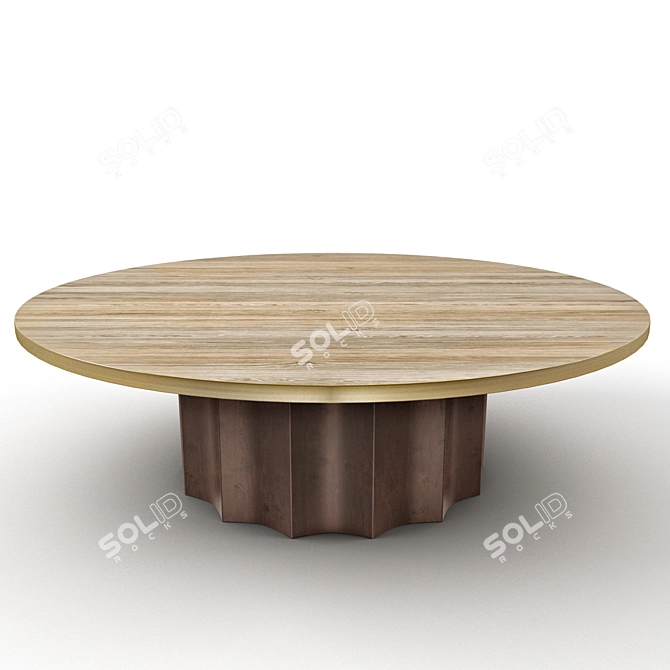 Brass-Accented Oak Cocktail Table 3D model image 1