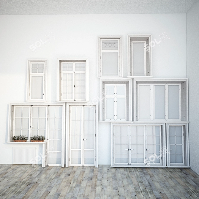 Elegant Windows Collection with Decor 3D model image 3