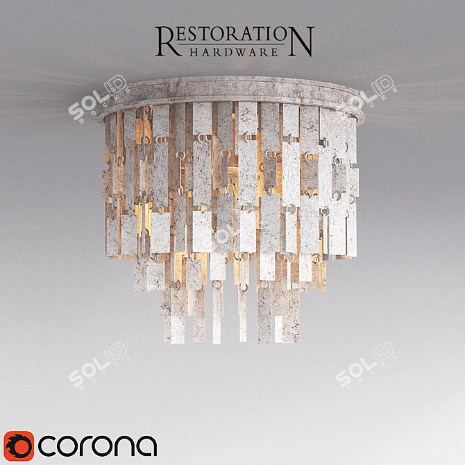 Modern Aged Silver Ceiling Light 3D model image 1