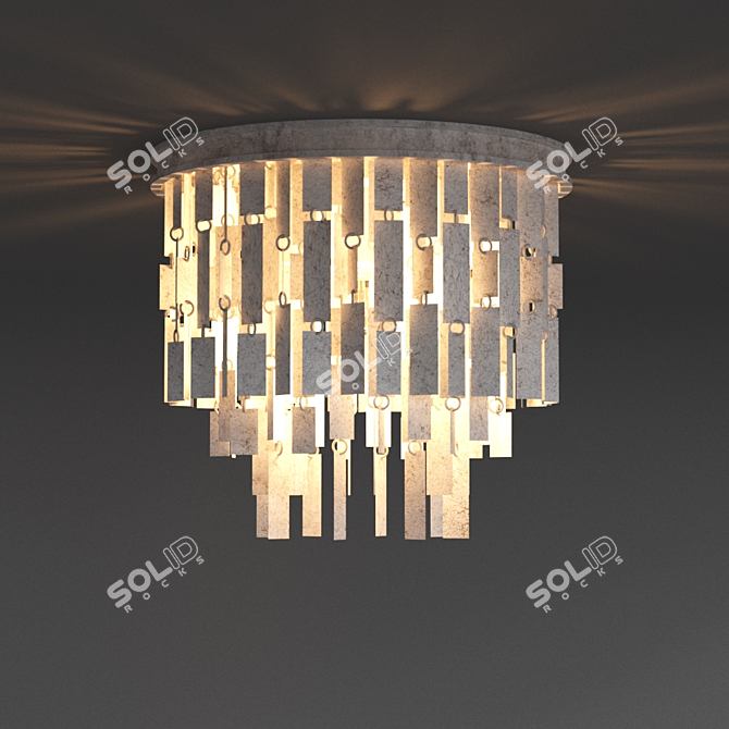 Modern Aged Silver Ceiling Light 3D model image 2