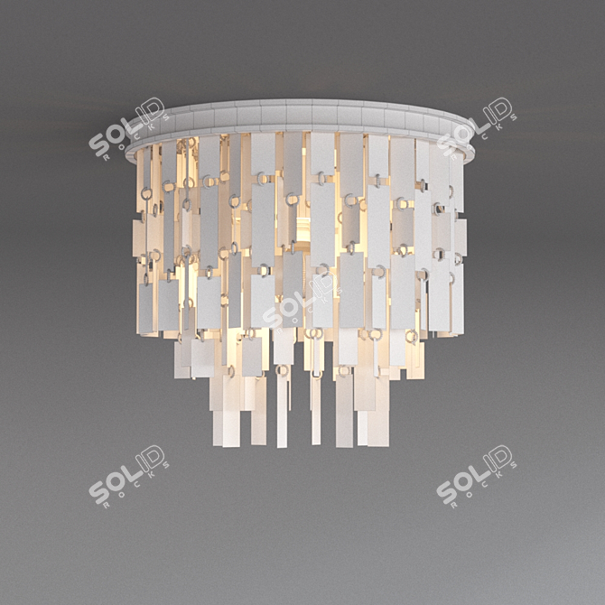 Modern Aged Silver Ceiling Light 3D model image 3