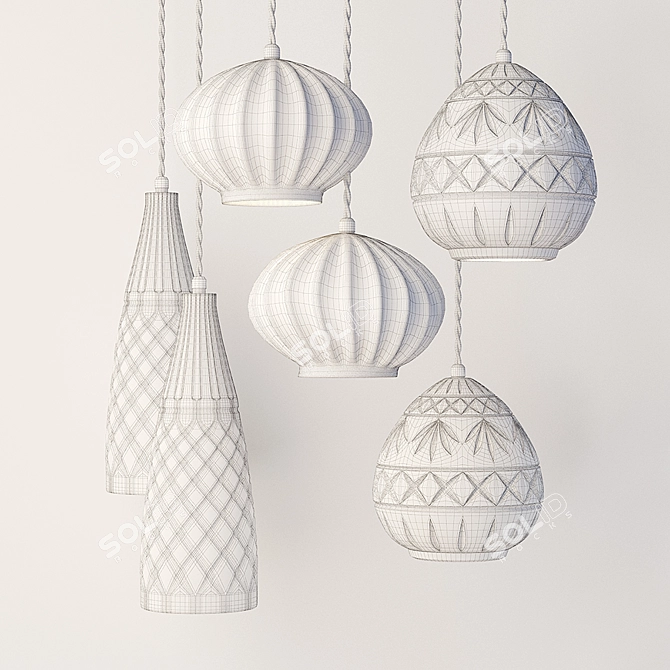 Elegant Crystal Chandeliers: Goblet, Urchin, Pithos 3D model image 2