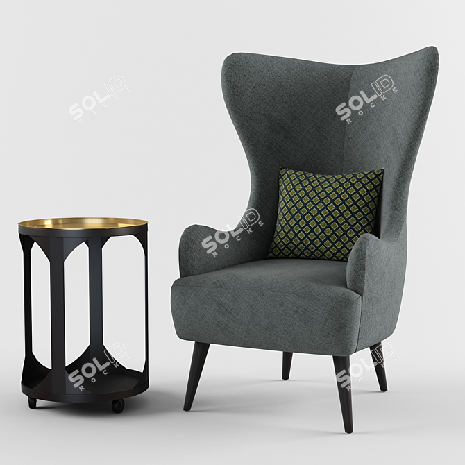 Cozy Grey Armchair: Stylish Comfort at Home 3D model image 1