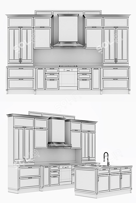 Sleek Aster Avenue Kitchen 3D model image 3