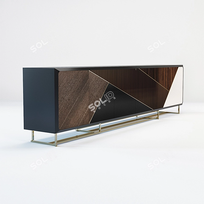 Elegant Wireframe Living Room Cabinet 3D model image 1