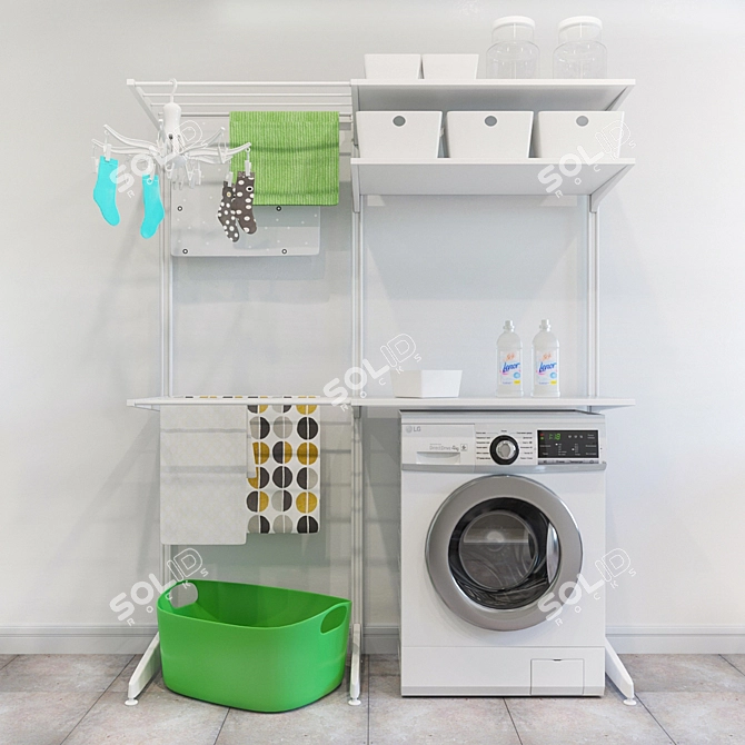 Space-Saving IKEA Storage + Washer/Dryer 3D model image 1