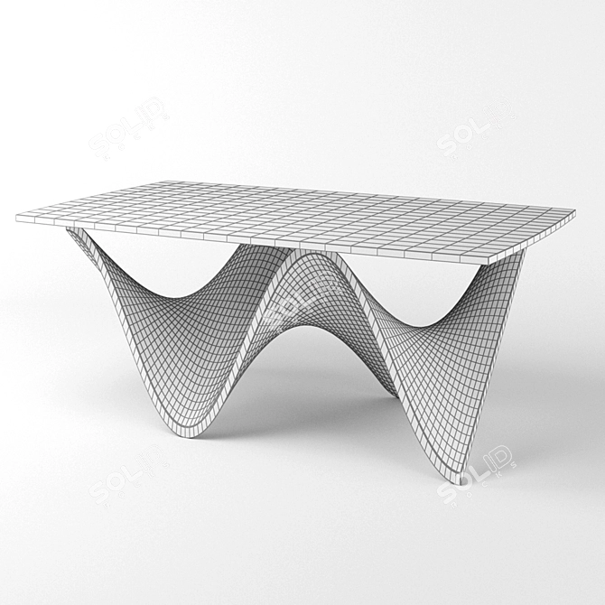 Elegant Wood Wave Coffee Table 3D model image 2