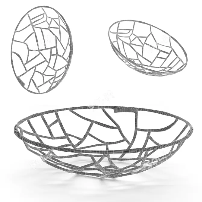 Golden Fruit Bowl 3D model image 2