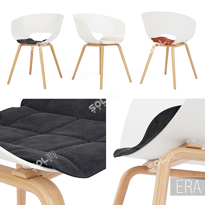 Title: Minimalist Era Chair with Wooden Legs 3D model image 2