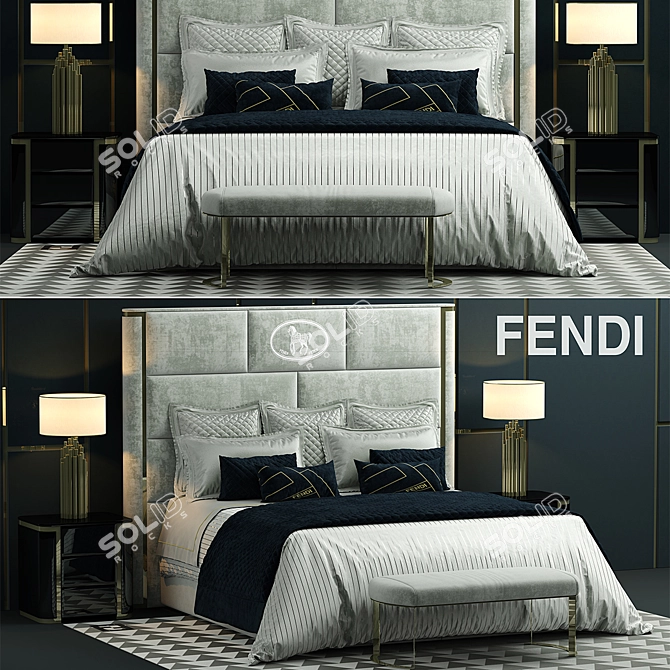 Fendi Montgomery Bed: Exquisite Elegance 3D model image 1