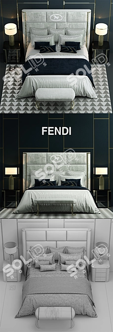 Fendi Montgomery Bed: Exquisite Elegance 3D model image 3