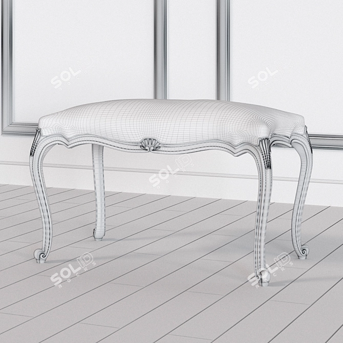 Elegant 4-Legged Bench with Shell Detail 3D model image 3