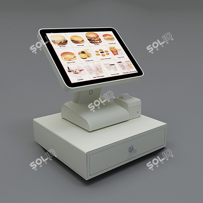 McDonald's POS System: Cash Drawer, Screen, Printer 3D model image 1