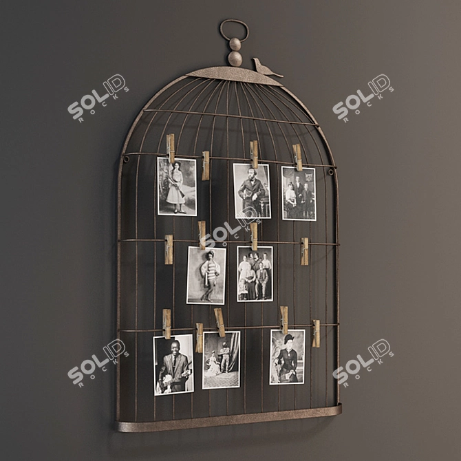 Elegant Metal Birdcage Card Holder 3D model image 1