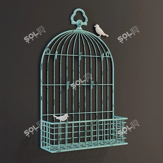 Vintage Metal Birdcage Card Holder 3D model image 1