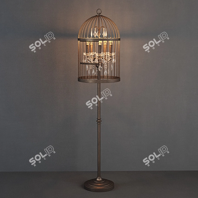 Elegant Birdcage Crystal Floor Lamp 3D model image 1