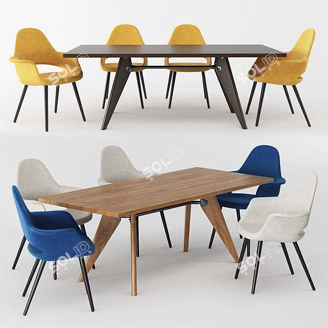 Elevate Your Conference: Organic Solvay Table & Chairs 3D model image 2