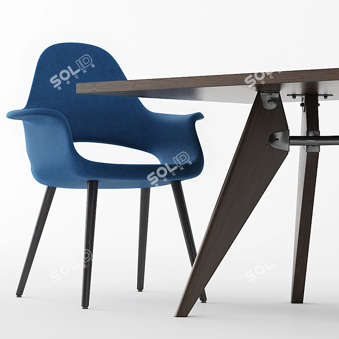 Elevate Your Conference: Organic Solvay Table & Chairs 3D model image 3