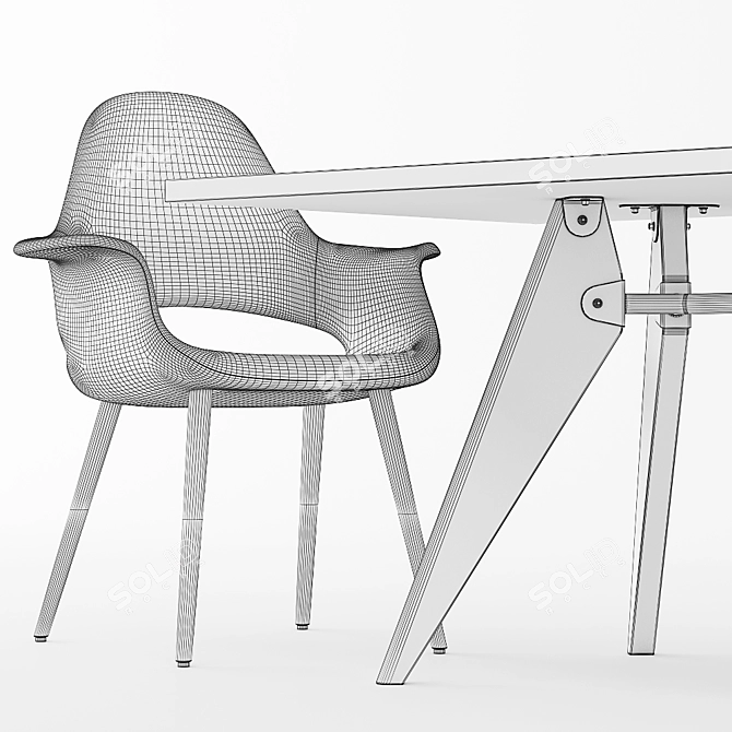 Elevate Your Conference: Organic Solvay Table & Chairs 3D model image 4