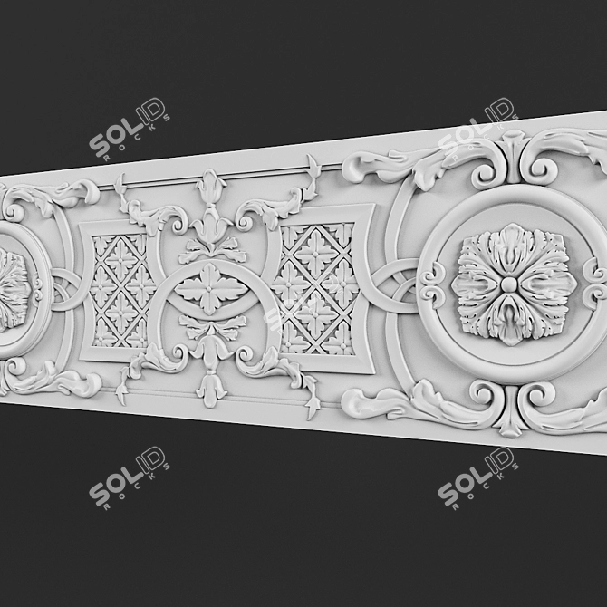 Elegant Plaster Decor 240x40x1100mm 3D model image 2