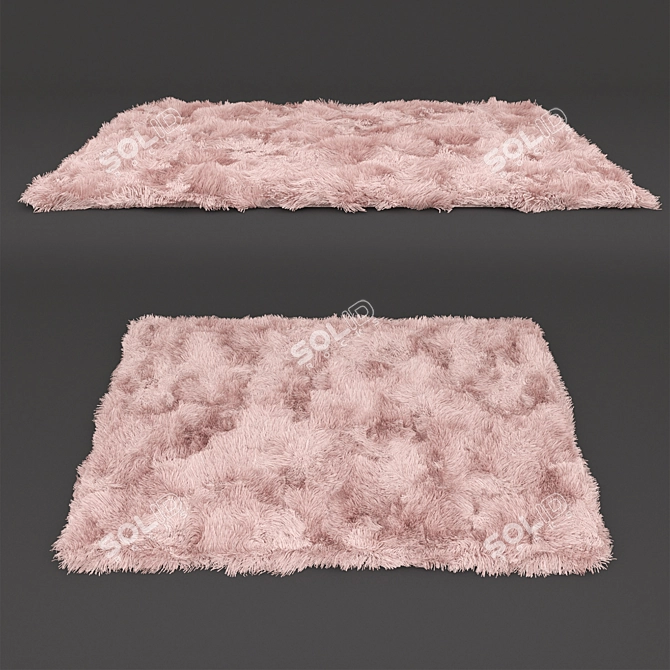 Soft Pink BLUSH Faux Fur Rug 3D model image 2