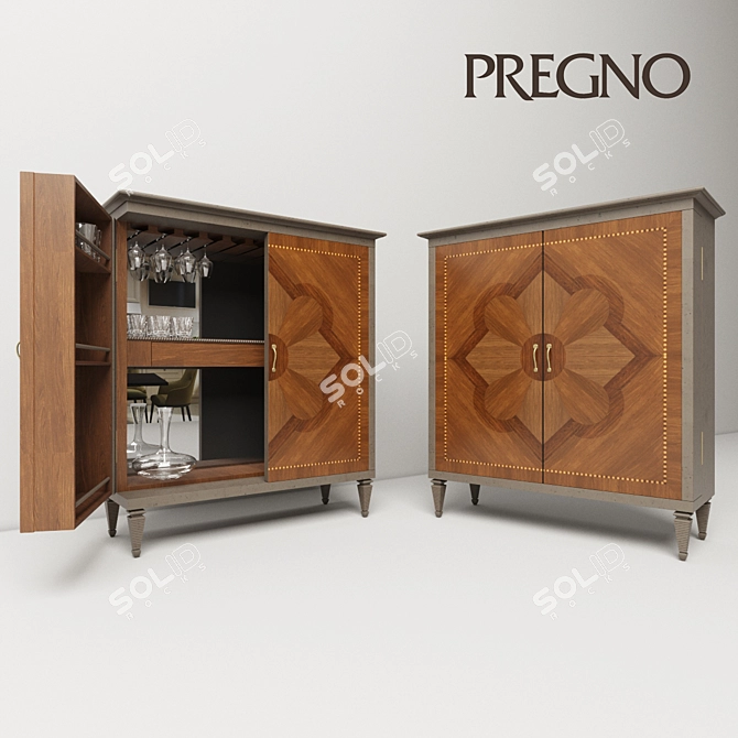 Elegant PREGNO Wine Cabinet 3D model image 2