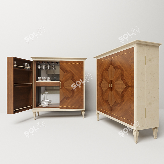 Elegant PREGNO Wine Cabinet 3D model image 3