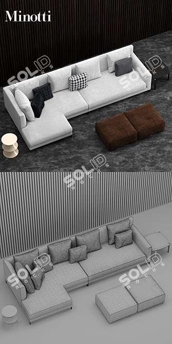 Elegant Minotti Sofa 3D model image 3