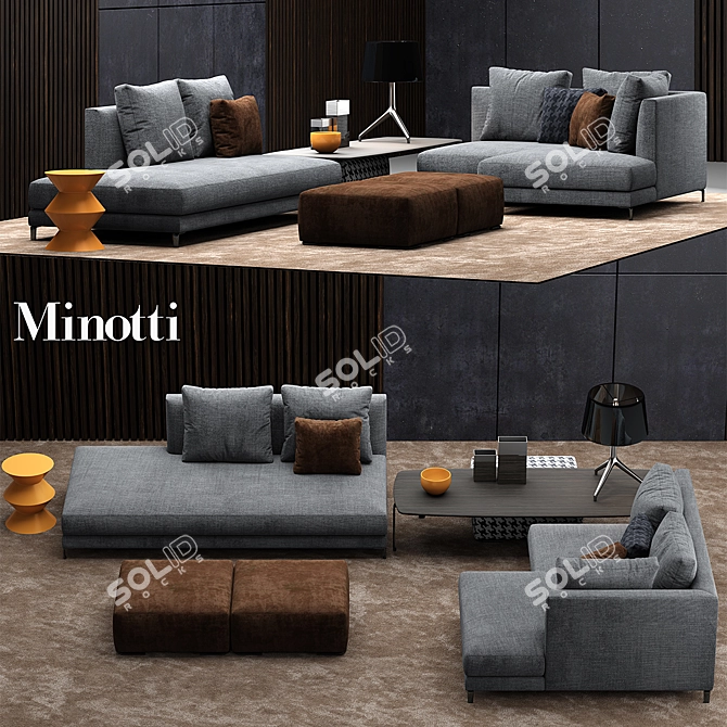 Elegant and Modern Minotti Sofa 3D model image 1