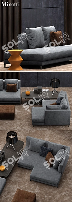 Elegant and Modern Minotti Sofa 3D model image 2