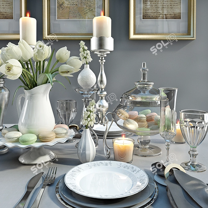 Elegant Tulip Serving Table 3D model image 1