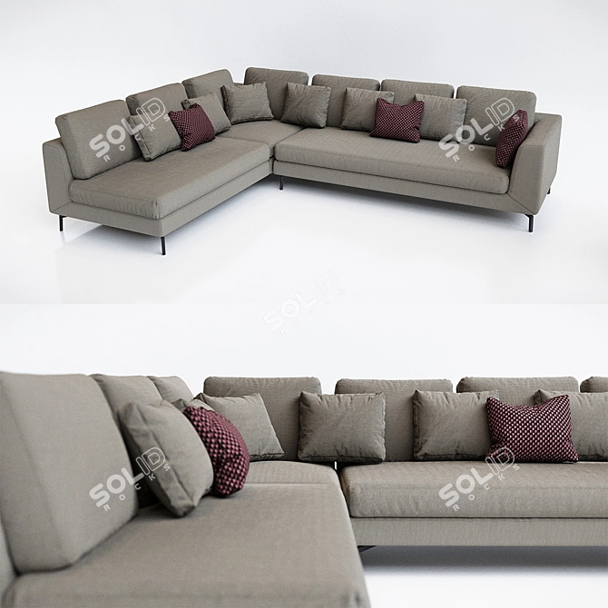 Stylish Samoa Sugar Corner Sofa 3D model image 1