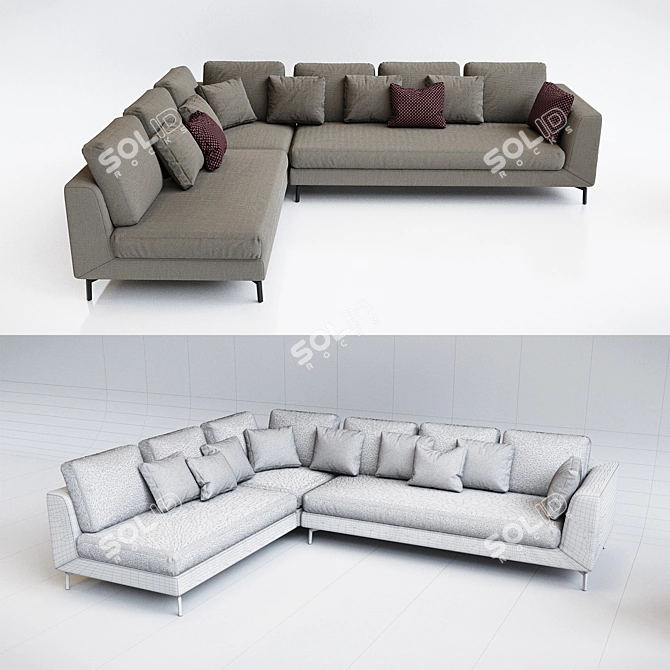 Stylish Samoa Sugar Corner Sofa 3D model image 2