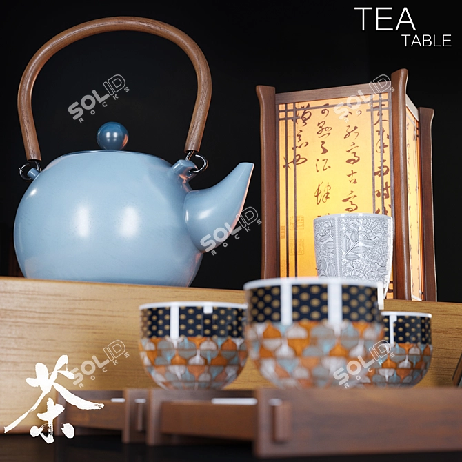 Ethnic Tea Set: Chinese Table 3D model image 2