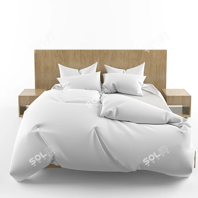 Contemporary White Bed 3D model image 1