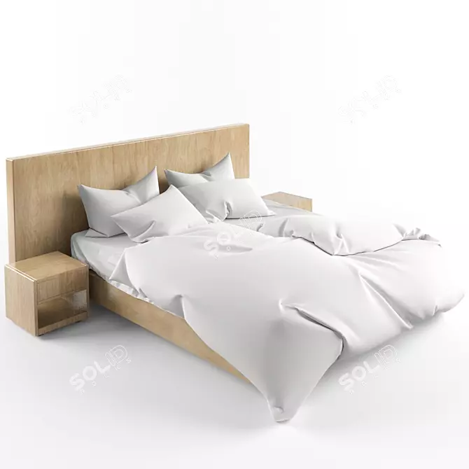 Contemporary White Bed 3D model image 2