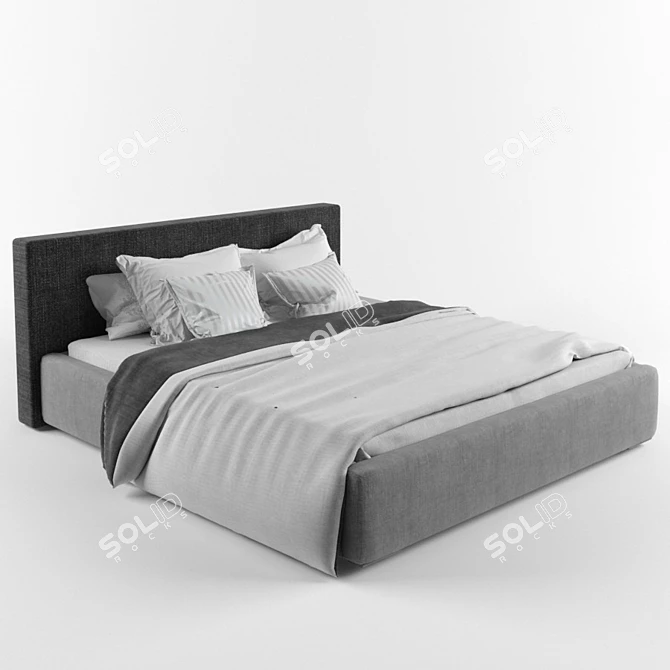 Sleek and Stylish Bed 3D model image 1