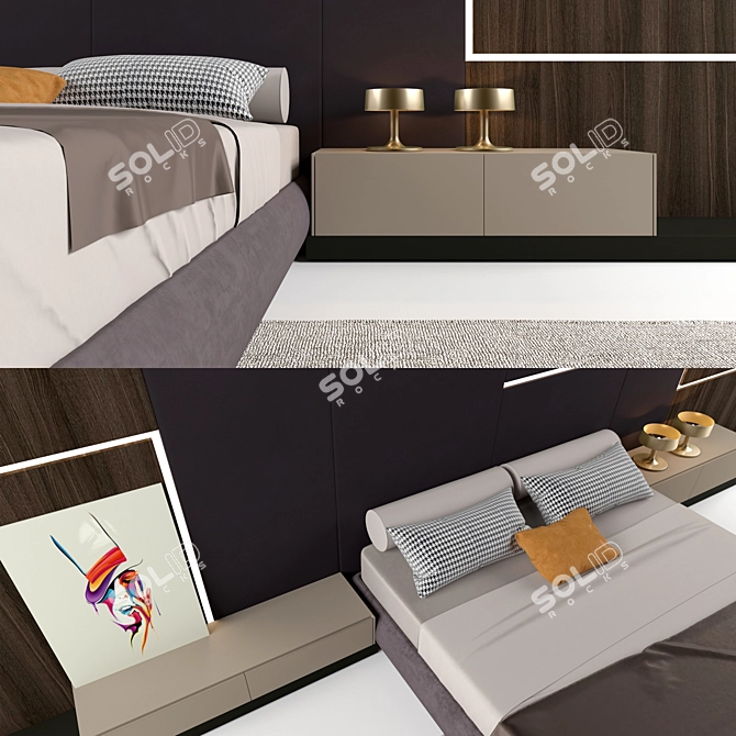 Elegant GHIROLETTO Bed by MisuraEmme 3D model image 2