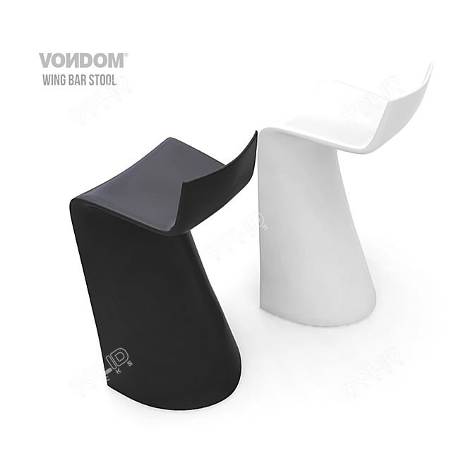  Winged Elegance: Stylish Bar Stool 3D model image 3