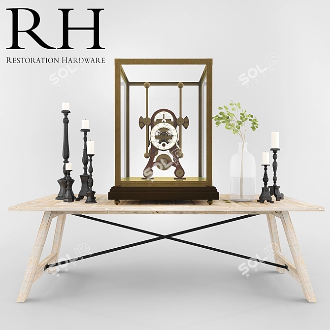 Rustic Restoration Hardware Decor Set 3D model image 2