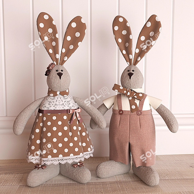 Adorable Tilda Rabbit Toys 3D model image 1