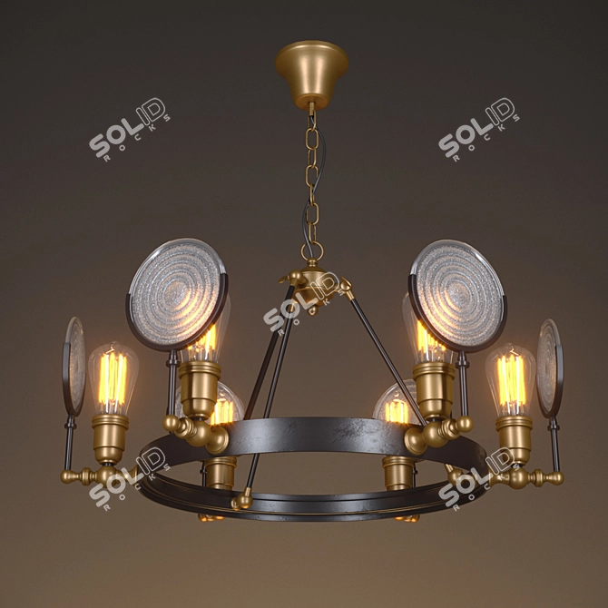 Gaslight Lens Chandelier 6-Light 3D model image 1